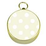 Polka Dots - White on Beige Gold Compass