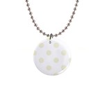 Polka Dots - Beige on White 1  Button Necklace