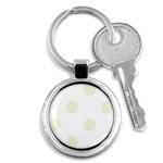 Polka Dots - Beige on White Key Chain (Round)