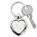 Polka Dots - Beige on White Key Chain (Heart)