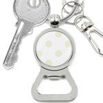 Polka Dots - Beige on White Bottle Opener Key Chain