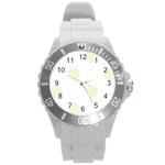 Polka Dots - Beige on White Round Plastic Sport Watch (L)