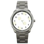 Polka Dots - Beige on White Sport Metal Watch