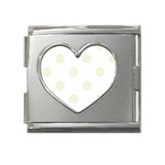 Polka Dots - Beige on White Mega Link Heart Italian Charm (18mm)