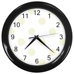 Polka Dots - Beige on White Wall Clock (Black)