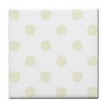 Polka Dots - Beige on White Tile Coaster