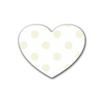 Polka Dots - Beige on White Rubber Coaster (Heart)
