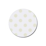 Polka Dots - Beige on White Rubber Round Coaster (4 pack)