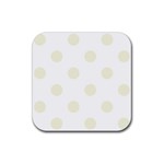 Polka Dots - Beige on White Rubber Coaster (Square)