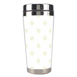 Polka Dots - Beige on White Stainless Steel Travel Tumbler