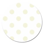 Polka Dots - Beige on White Magnet 5  (Round)