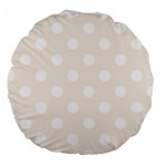 Polka Dots - White on Linen Large 18  Premium Round Cushion