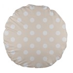 Polka Dots - White on Linen Large 18  Premium Flano Round Cushion