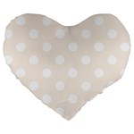 Polka Dots - White on Linen Large 19  Premium Heart Shape Cushion