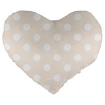Polka Dots - White on Linen Large 19  Premium Flano Heart Shape Cushion
