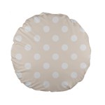 Polka Dots - White on Linen Standard 15  Premium Round Cushion