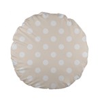 Polka Dots - White on Linen Standard 15  Premium Flano Round Cushion
