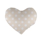 Polka Dots - White on Linen Standard 16  Premium Flano Heart Shape Cushion