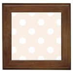 Polka Dots - White on Linen Framed Tile