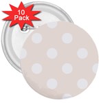 Polka Dots - White on Linen 3  Button (10 pack)