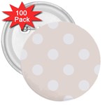 Polka Dots - White on Linen 3  Button (100 pack)