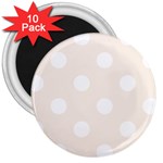 Polka Dots - White on Linen 3  Magnet (10 pack)