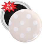 Polka Dots - White on Linen 3  Magnet (100 pack)