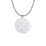 Polka Dots - Linen on White 1  Button Necklace