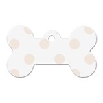Polka Dots - Linen on White Dog Tag Bone (Two Sides)