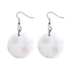Polka Dots - Linen on White 1  Button Earrings