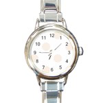 Polka Dots - Linen on White Round Italian Charm Watch