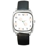 Polka Dots - Linen on White Square Metal Watch