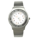 Polka Dots - Linen on White Stainless Steel Watch