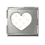 Polka Dots - Linen on White Mega Link Heart Italian Charm (18mm)
