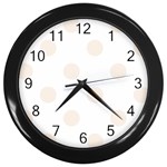 Polka Dots - Linen on White Wall Clock (Black)
