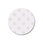 Polka Dots - Linen on White Rubber Round Coaster (4 pack)