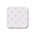 Polka Dots - Linen on White Rubber Coaster (Square)