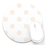 Polka Dots - Linen on White Round Mousepad