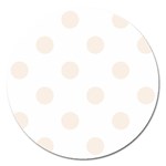 Polka Dots - Linen on White Magnet 5  (Round)