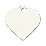 Polka Dots - White on Ivory Dog Tag Heart (One Side)