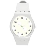 Polka Dots - White on Ivory Round Plastic Sport Watch (M)