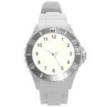 Polka Dots - White on Ivory Round Plastic Sport Watch (L)