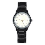 Polka Dots - White on Ivory Stainless Steel Round Watch