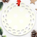 Polka Dots - White on Ivory Ornament (Round Filigree)