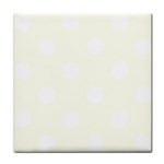 Polka Dots - White on Ivory Tile Coaster