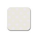 Polka Dots - White on Ivory Rubber Coaster (Square)