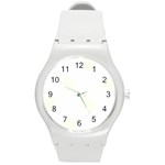 Polka Dots - Ivory on White Round Plastic Sport Watch (M)