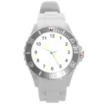 Polka Dots - Ivory on White Round Plastic Sport Watch (L)