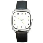 Polka Dots - Ivory on White Square Metal Watch