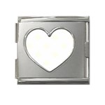 Polka Dots - Ivory on White Mega Link Heart Italian Charm (18mm)